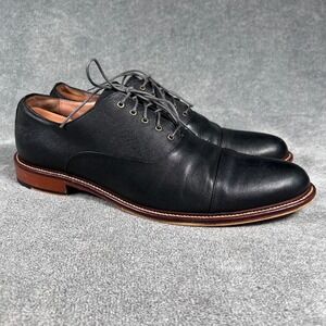Aston Grey Collection Bandino Oxford Cap Toe Black Leather Dress Shoes Mens 13